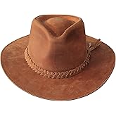 Borges & Scott Premium Leather Fedora - Wide Brim Hat Leather - Water Resistant