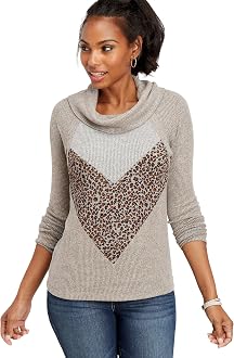 Animal Print Chevron Cowl Neck Pullover 