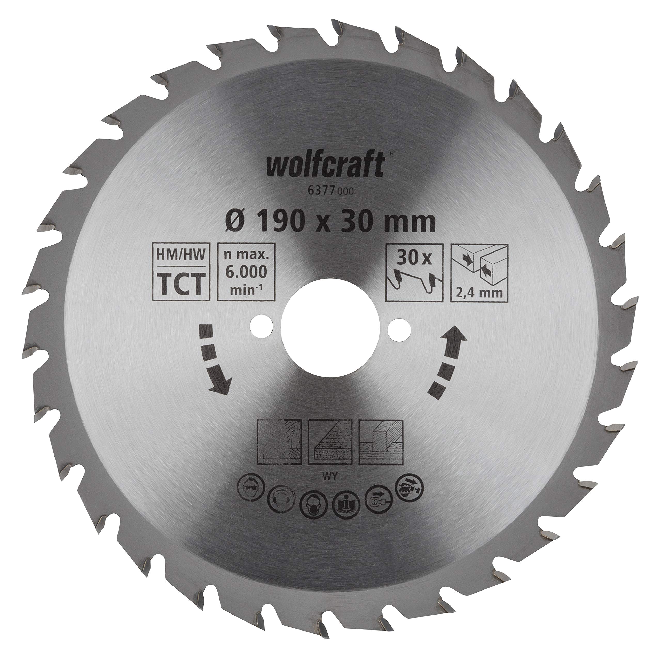 wolfcraft TC Circular Hand Saw Blade, Green Series I 6377000 I Fast, Medium-coarse cuts