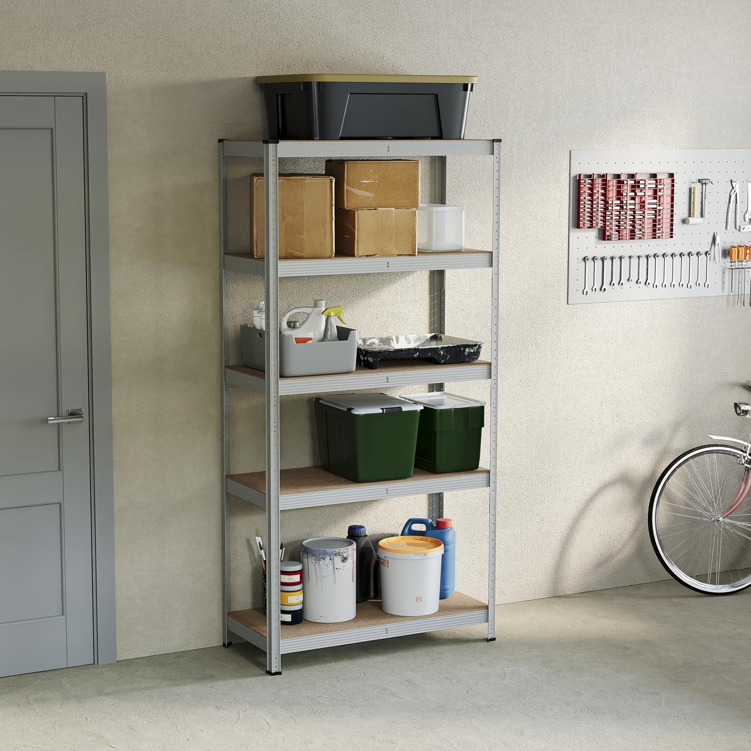 Home Vida 5 Tier Galvanised Heavy Duty Adjustable Steel Garage Shelving Unit (H) 1800mm (W) 900mm - 875kg Weight Capacity