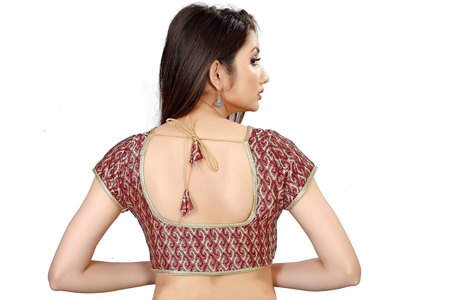spangel fashion women's print round neck women's ready made saree's blouse