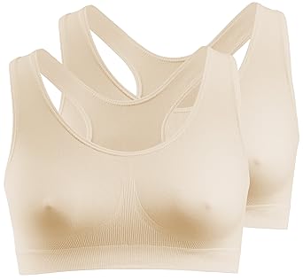 2er Pack Seamless Wohlfühl-Bustier ohne Bügel - Comfort BH/Microfaser Top für Freizeit Fitness, Yoga