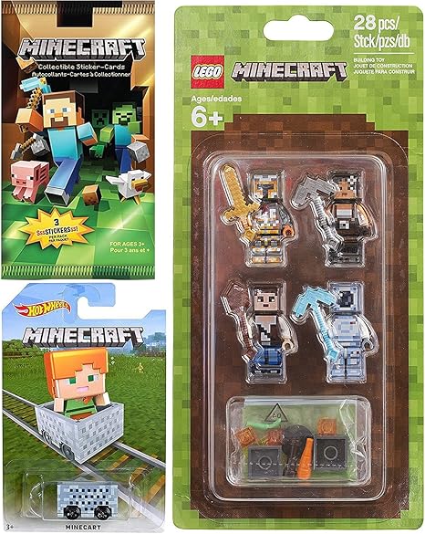 Amazon Lego Minecraftスキンパック4 Figures 武器カスタムmini Figures Minecartホットwheels Minecraft Collectible Car Hw Ride Ons 1 Minecraft Foil Trading Cards ステッカーパック 鉄道模型 通販