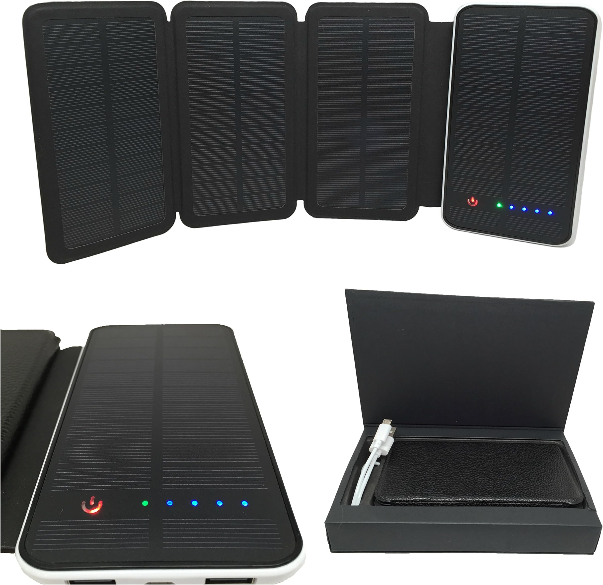 Solar Livin Portable 10000mAH Solar Power Bank Charger with 4 Folding Panels | Dual USB Output for Cell Phones, Tablets & Other 5V Mobile Devices, 6W
