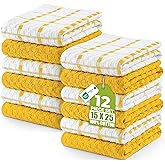 Utopia Towels - Kitchen Towels 12 Pack, 15 x 25 Inches, 100% Ring Spun Cotton Super Soft and Absorbent Linen Dish, Tea and Bar Towels Set, Yellow