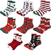 SATINIOR 8 Pairs Christmas Women Fluffy Socks Colorful Winter Fuzzy Plush Slipper Socks for Xmas Gifts