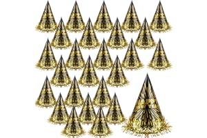 HACONBA 30 Pack Happy New Year Party Hats Paper New Years Eve Cone Party Hats with Foil Tassel for Photo Prop New Years Eve Party