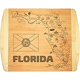 Florida State Map Cutting Board - Bamboo Florida Serving Board 11" x 8.5", Small Charcuterie Snack Board, Florida Housewarming Gift, FL Souvenir Kitchen Decor by Bambüsi