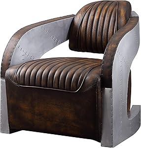 ACME Furniture Brancaster Chair, Vintage Mocha Top Grain Leather