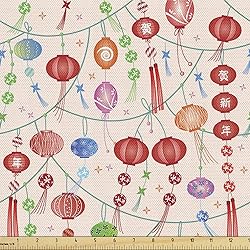 Lunarable Eastern Fabric by The Yard, Colorful New