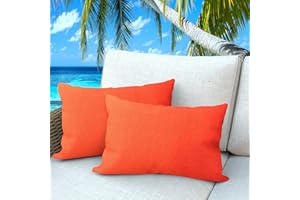 Dormirpilow Outdoor Pillows Set of 2, 12''×20''Waterproof Throw Pillow for Patio Furniture, Feathers and Down Filled Outside Decorative Pillows Inserts for Garden, Porch Swing, Couch and Sofa