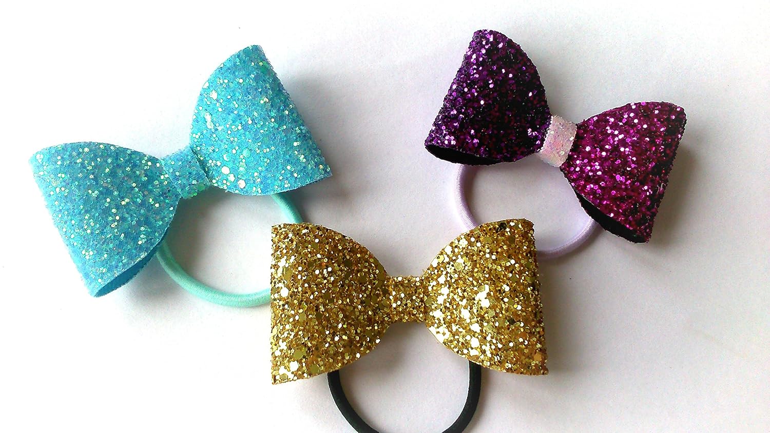 Amazon Com Small Glitter Bow Hair Ties Mini Glitter Bow Elastics