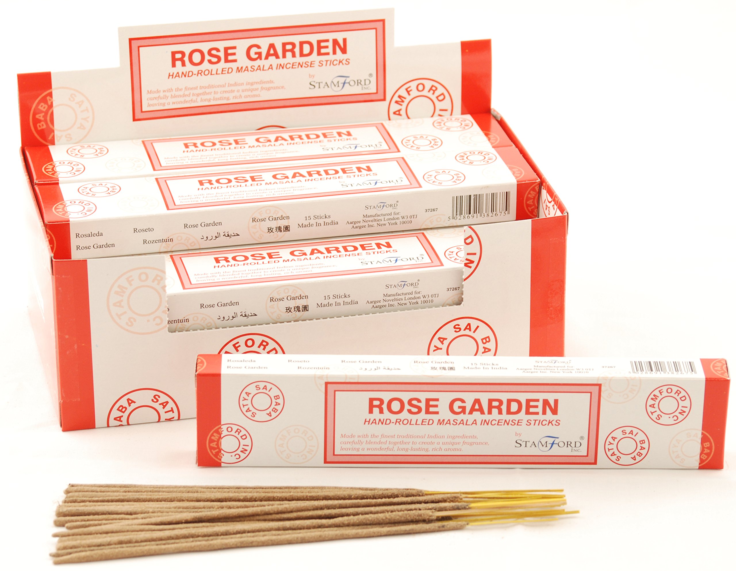 Stamford Rose Garden Masala Incense, 15 Sticks x 12 Packs — image 1