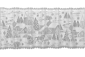 Heritage Lace 60" X 20" White Sleigh Ride 4-Way Mantle Scarf