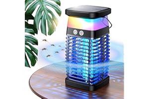 WULYNO Bug Zapper Outdoor Indoor Mosquito Zapper Solar Fly Zapper Rechargeable Electric Mosquito Killer IP68 Waterproof Insect Fly Trap Plug in with RGB Light & Reading Lamp for Patio Camping Home Backyard