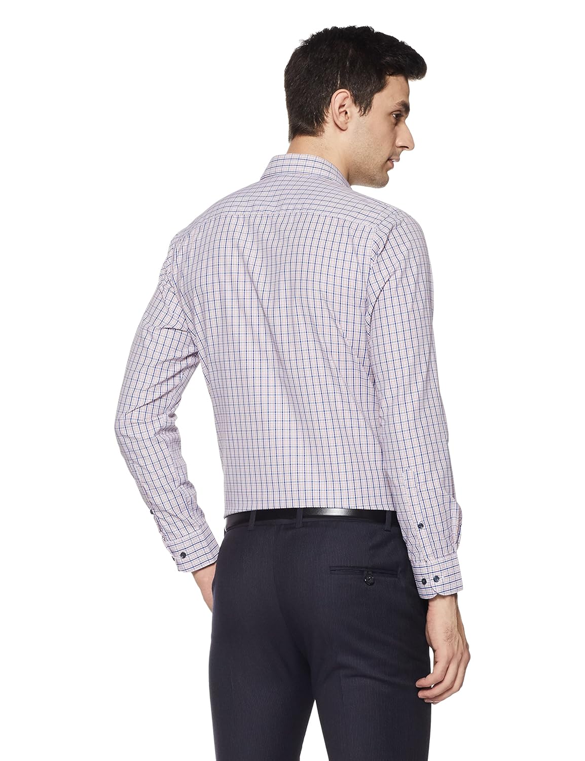 peter england men's checkered slim fit formal shirt