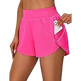 BMJL Womens Workout Gym Shorts Athletic Yoga High Waisted 2 in 1 Sporty Dolphin Running Shorts with Zip Pocket 2.5"