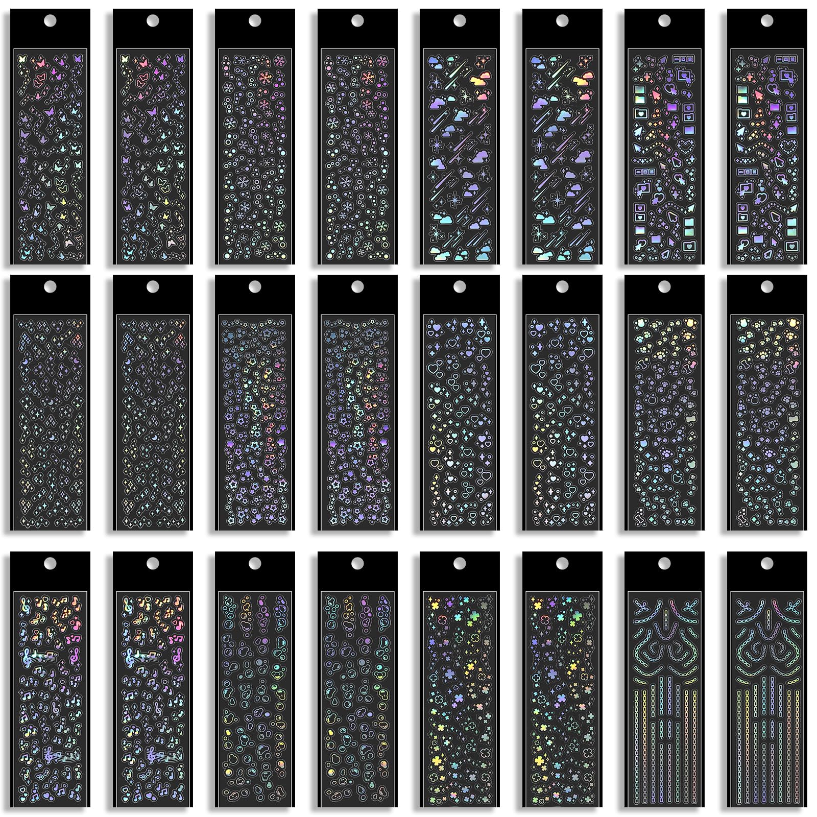 Photo 1 of 24Sheets Kpop Stickers Holographic, Self Adhesive Glitter Korean Deco Stickers, Clear Laser Kpop Photocard Sticker Bubbles Album Sticker, Cute Kpop Decals for Scrapbook DIY Decoration