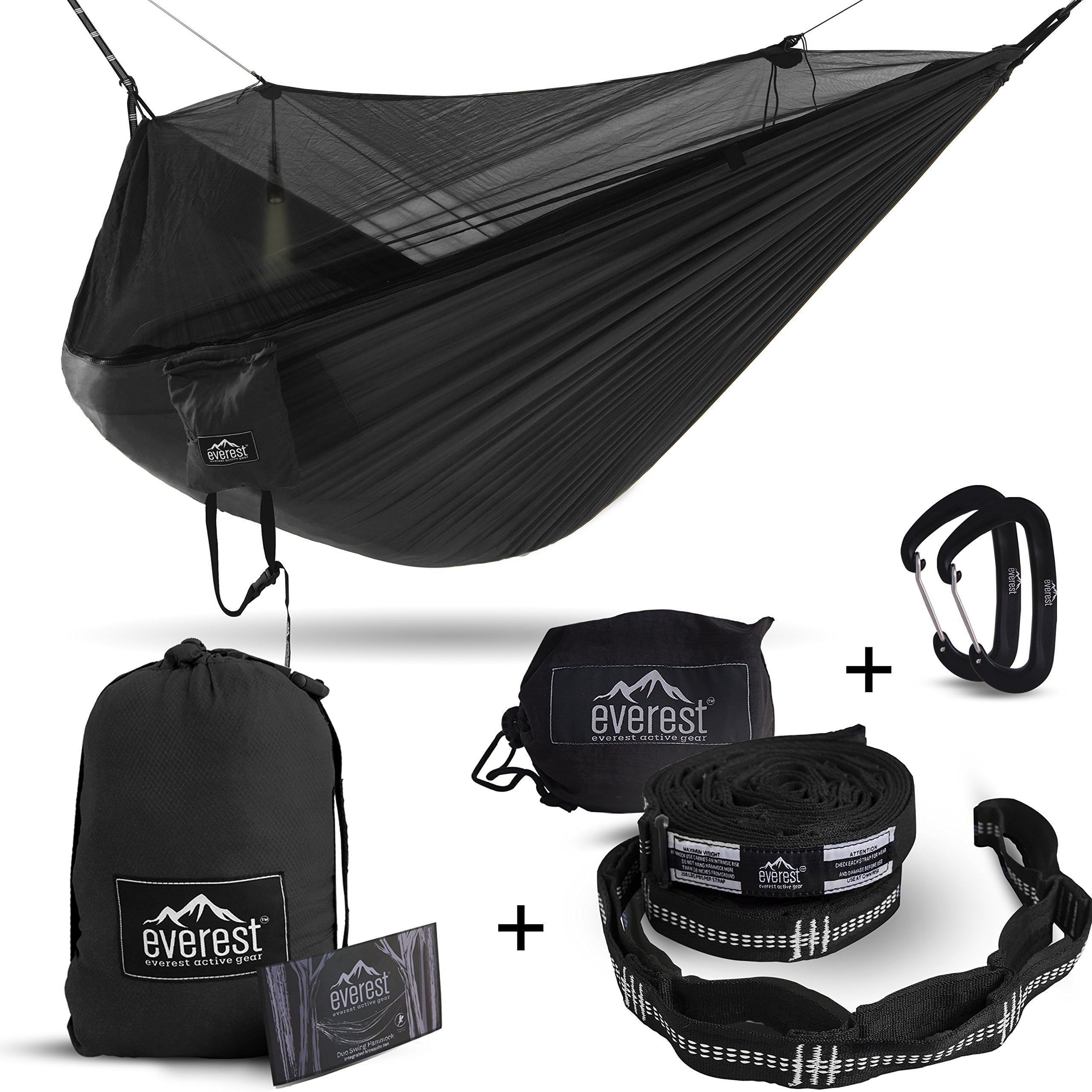 Everest Double Camping Hammock with Mosquito Net | Bug-Free Camping, Backpacking & Survival Outdoor Hammock Tent | Reversible, Integrated, Lightweight, Ripstop Nylon