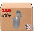 Evo Plastics 150 Clear Vials - 30 DRAM Pop Top Bottle - Airtight Containers - BPA Free Medical Grade Plastic Prescription Bottles for Pills Flowers Supplements, Wholesale Bulk Pack