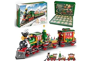 Rubypop Advent Calendar 2025 Christmas Train Building Blocks Set, 24 Day Christmas Countdown Toy with 770PCS Building Kit, Ho