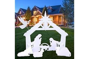 BHYTAKI 3.8FT Large Outdoor Nativity Scene, Weatherproof Nativity Sets, Christmas Indoor Outdoor Decorations, Nativity Sets Decor Display for Front Yard Sign, Lawns, Church - Water-Resistant PVC