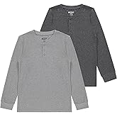 Sezzit Boys' 2-Pack Thermal Henley Tops - Cozy, Breathable Long Sleeve Shirts for School and Play, Sizes 4-18