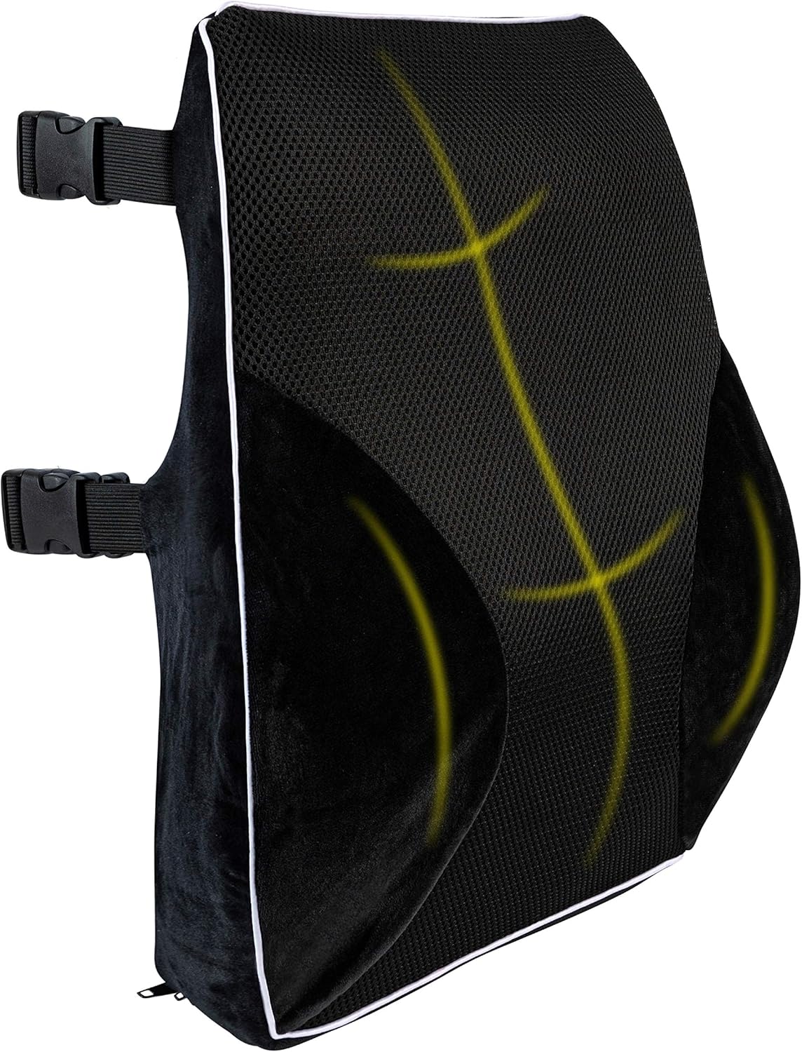 Healthy Spirit Full Lumbar Back Support | Memory Foam Full Size Back Cushion Lumbar Support for Office Chair Car, Black, 1 Count: Health & Personal Care