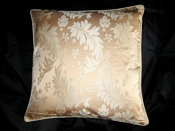 100 Natural Silk Damask Cushion Cover Col Cream ON DISCOUNT SALE