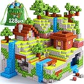 Magnetic Blocks Cubes 128PCS - STEM Cube Building Blocks & Magnet Tiles, Fidget, Montessori for Kids Ages 3-5 & 5-7 & 8-12, Magnetic Kit Cubes, Construction Magnet Toys Blocks Birthday Gifts