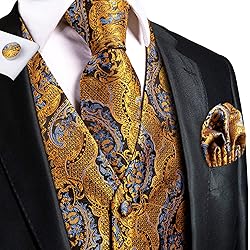 Hi-Tie Mens Suit Vest Bowtie Set Ties for Men V