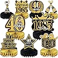 9 Pcs 40th Birthday Decoration for Men Women Happy 40th Birthday Table Decorations Cheers to 40th Honeycomb Centerpieces 1985 Birthday Party Decorations Black and Gold 40th Birthday Party Favors