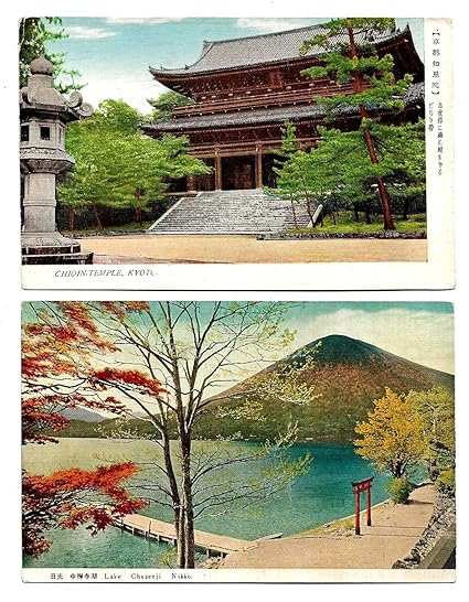 Rare Japan Old and Beautiful Post Cards Lake Chuzenji Nikko Chioin-Temple Kyoto 2 Different