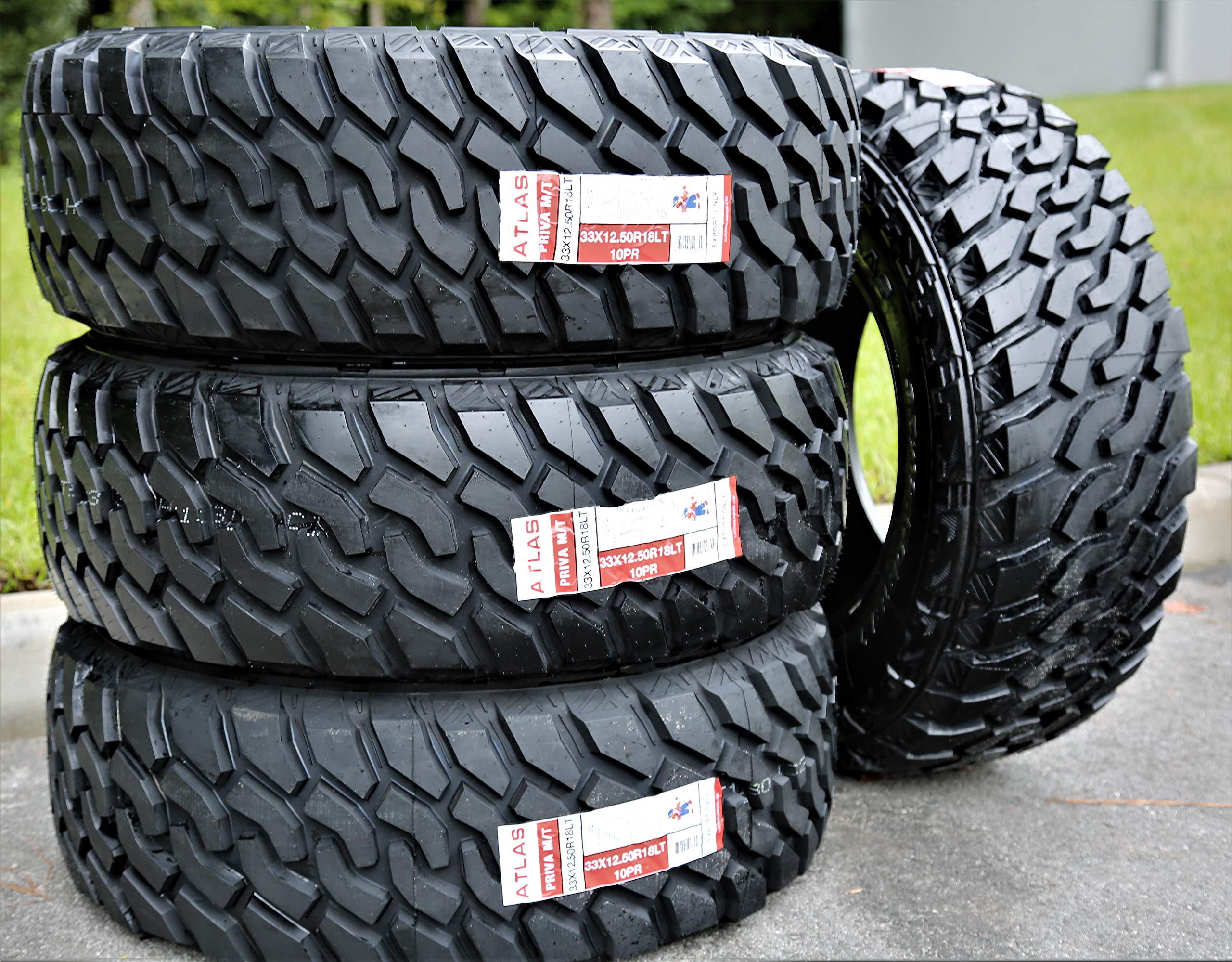 Set of 4 (FOUR) Atlas Tire Priva M/T Mud-Terrain Radial Tire-33X12.50R18LT 118Q LRE 10-Ply