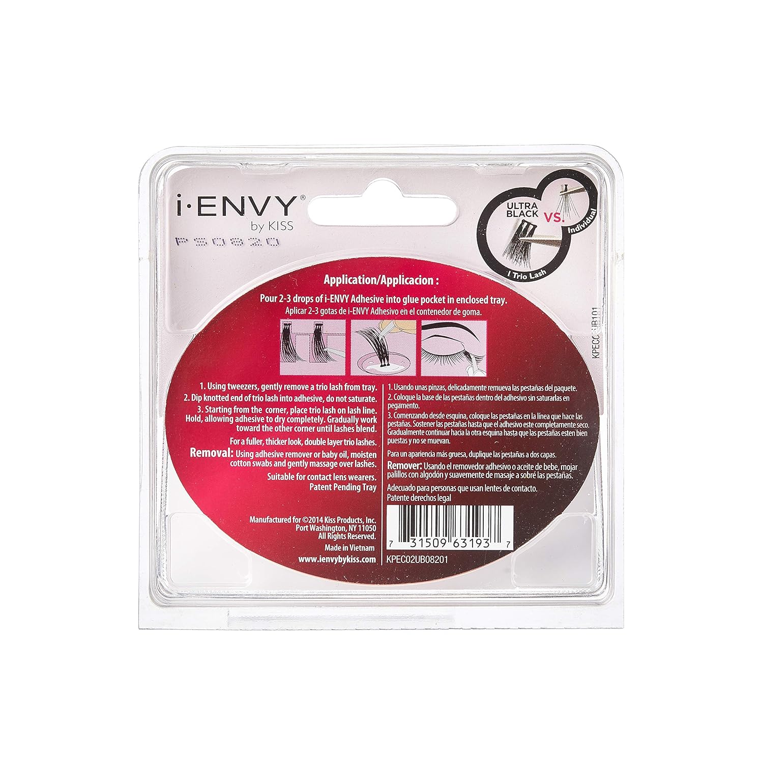 Kiss i-ENVY Ultra Black Trio Medium Lashes KPEC02UB (6 PACK) : Beauty