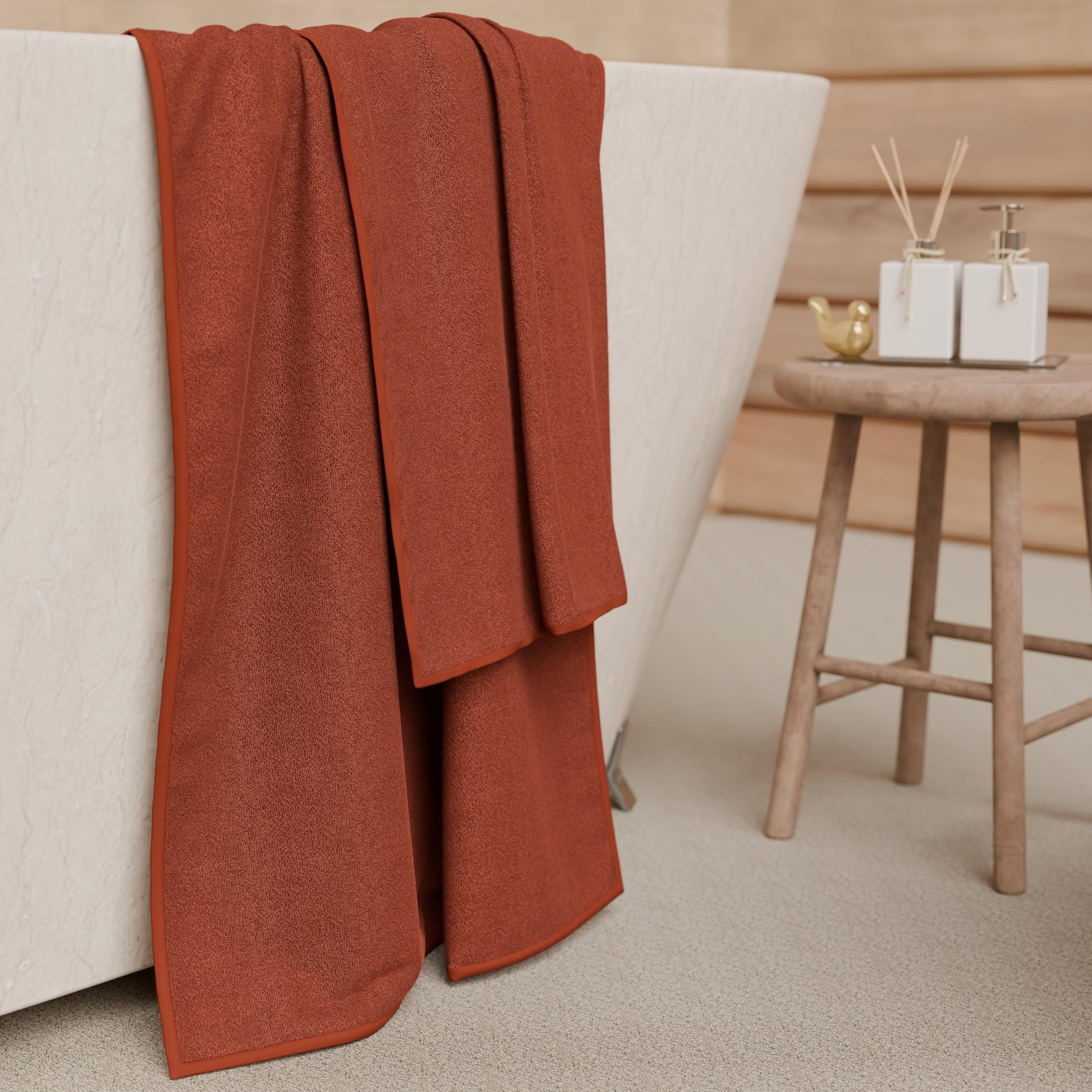 PETTI Artigiani Italiani - 100% Cotton Terry Bath Towels, 2+2 Towel Set, 4 Pieces 2 Face Towels and 2 Hand Towels, Terra Cotta Towels — image 1