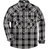 JOGAL Mens Western Pearl Snap Shirts Plaid Lightweight Flannel Shirt Long Sleeve Work Shirts for Men