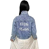 Monicustom Custom Bride Jean Jacket for Wedding,Personalized Women Denim Jacket with Pearls,Future Mrs Wifey Jean Jacket