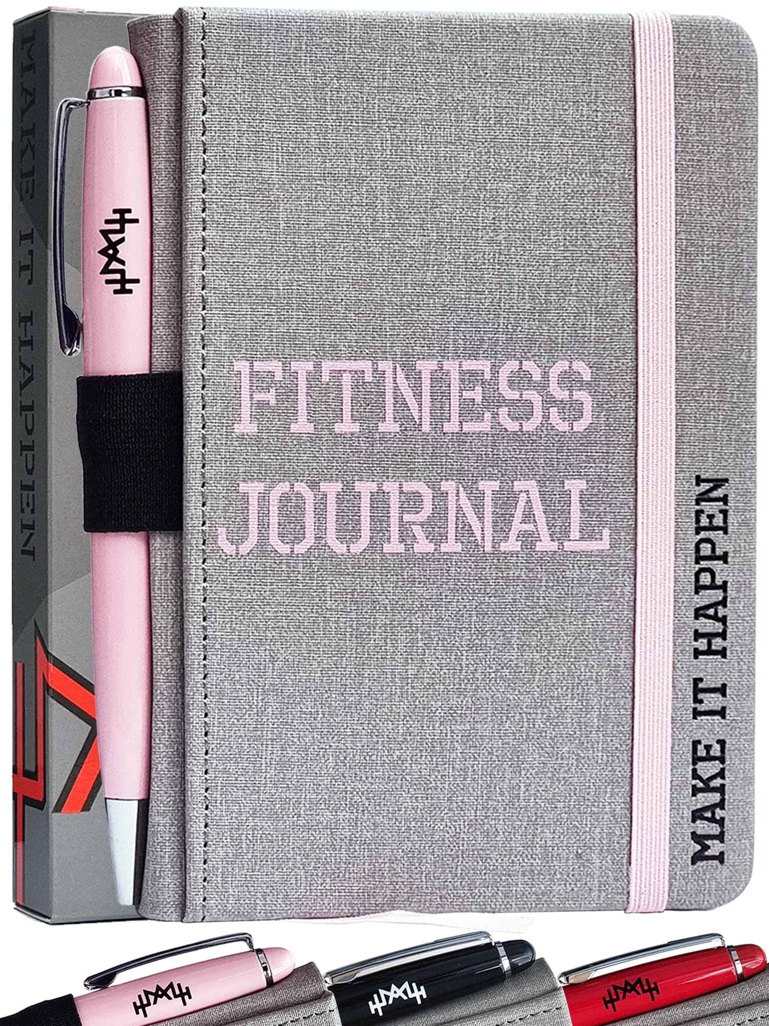 A6 Pocket Fitness Journal & Workout Log Book for Men & Women – Track 93 Workouts, Set 15 Goals & Log 24 Personal Records – Sweatproof Gym Diary & Exercise Planner – Pink