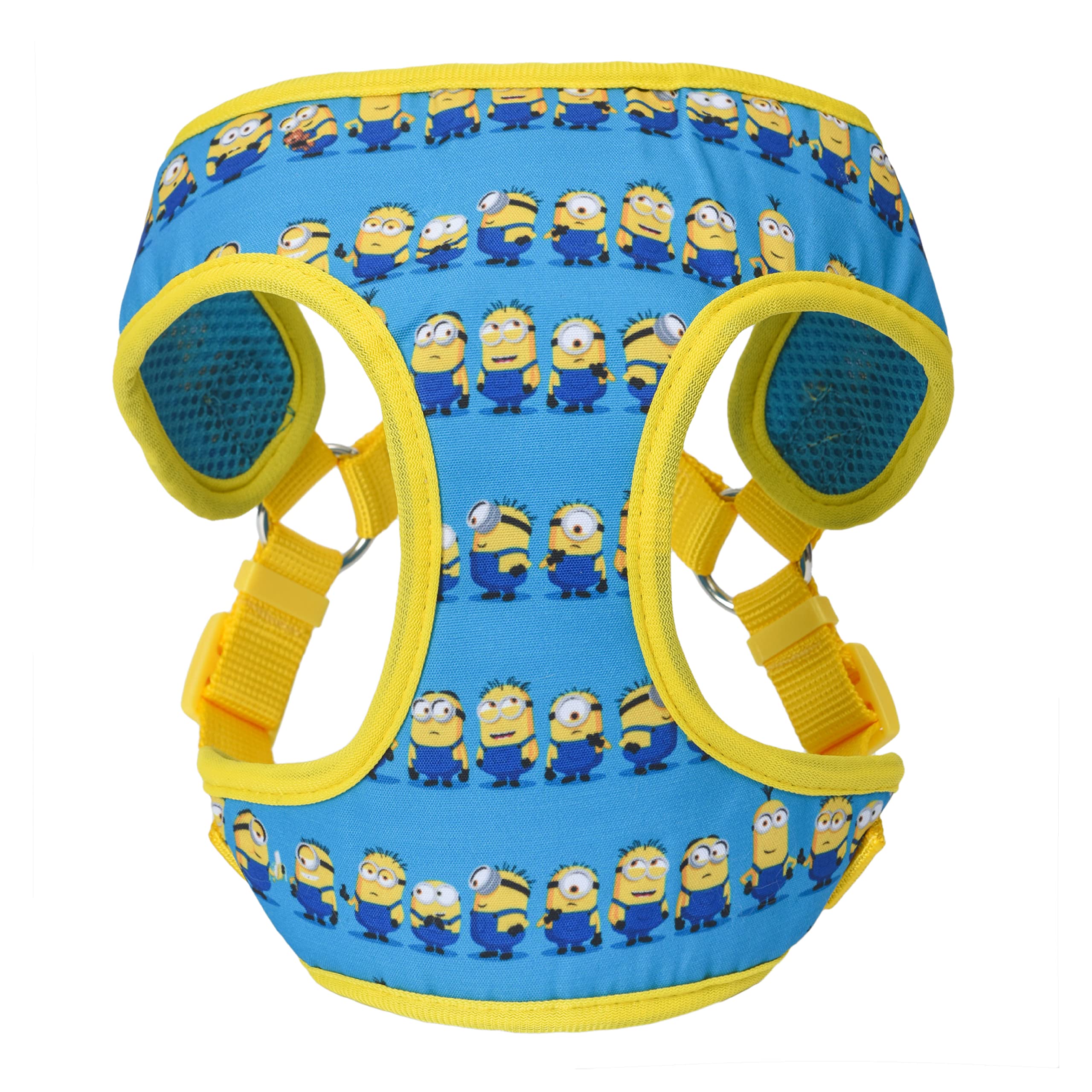 Minions The Rise of Gru Size Small Dog Harness | Small Blue Dog Harness Minions in a Row | Comfortable No-Pull Mesh Dog Harness for Small Dogs, Cute Dog Apparel & Accessories