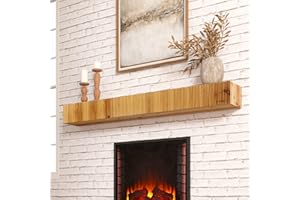blingworld Fireplace Mantel, 60" Wood Fluted Floating Mantel Shelf for Over Fireplace or Under TV, Rustic Handcrafted Floating Shelves for Living Room Bedroom Kitchen Wall Decor, Natural