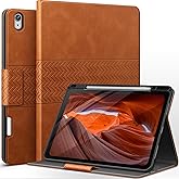 auaua Case for iPad Air 13 Inch (2025/2024) M3/M2, PU Leather Case with Pencil Holder, Supports Pencil Pro and Pencil (USB-C), Adjustable Angles, Auto Sleep/Wake (Brown)