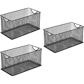 GoldOrcle 3 Pack Mesh Metal Storage Basket Organizer CD Storage Boxes | 3 Pack Mesh Metal Storage Basket Organizer CD Storage Boxes for Ofiice Home