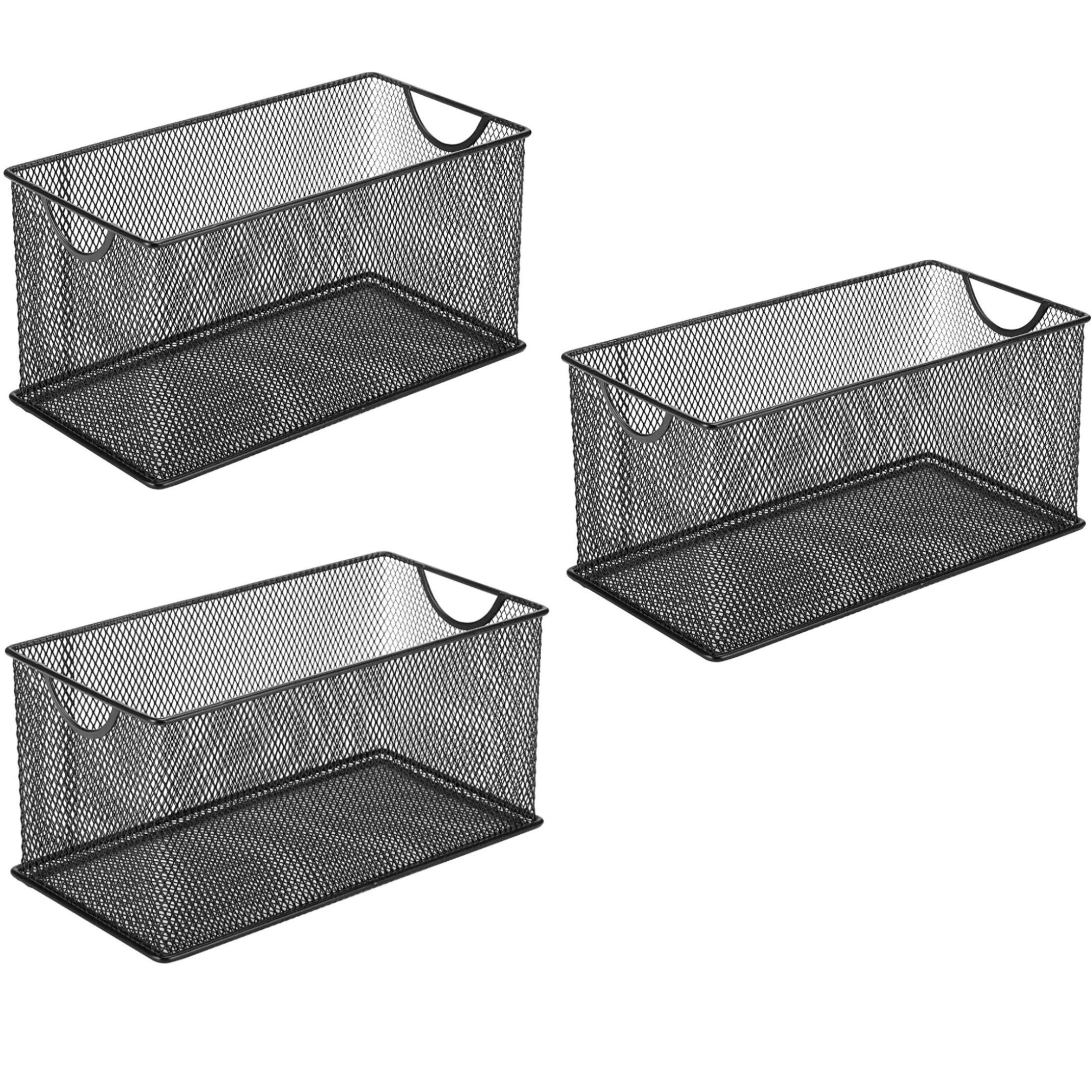 Photo 1 of GoldOrcle Set of 3 Household Wire Mesh Metal Steel Storage Basket Organizer CD Storage Boxes Organizer Bin Container Tote with Handles for Home Office 10.5" x 5.5" x 5.5"