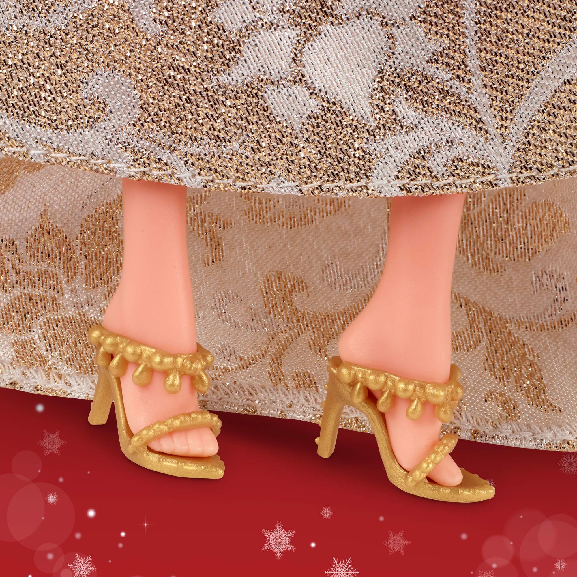 Barbie Signature 2025 Holiday Blonde Fashion Doll Wearing Silver & Gold Gown, Seasonal Collector in Displayable Packaging & Stand