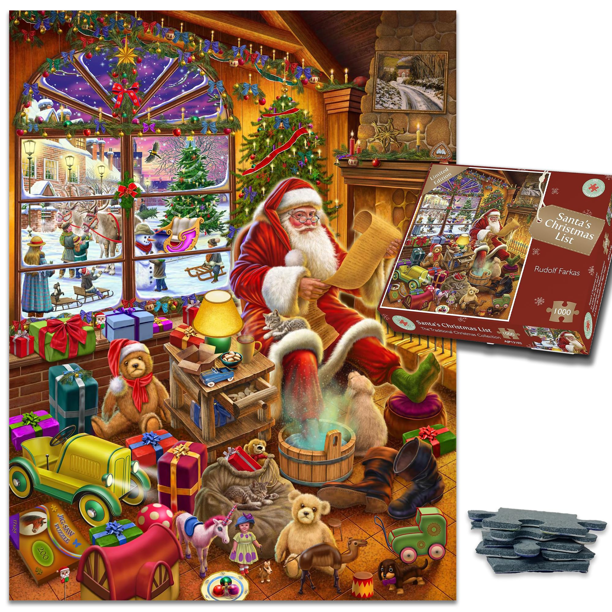 1000 Piece Jigsaw Puzzle - Santa's Christmas List of Naughty or Nice - for Adults - Hardest Jigsaw Puzzle, Festive Puzzle, Present By Rudolf Farkas