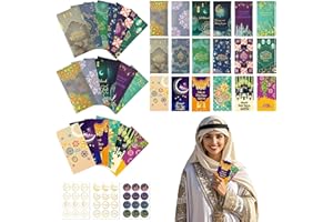 JIEYUMAO Eid Mubarak Money Envelopes, 36Pcs Eid Mubarak Envelopes with Stickers, Various Styles Ramadan Mubaraks Money Envelo