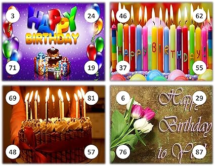 Feliz Happy Birthday Theme Tambola Tickets Set of 16 (housie Tickets)