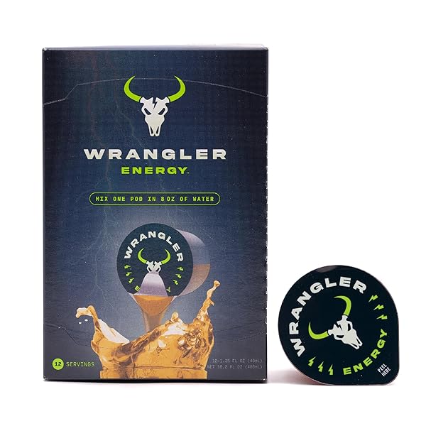 WRANGLER ENERGY BY JAVA HOUSE – SINGLE SERVE LIQUID ENERGY DRINK CONCENTRATE PODS – PEEL AND POUR – LIGHTLY SWEET TANGY ENERGY – PACK OF 12