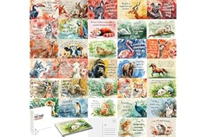 WAKLYVER 32 Animal Postcards Set - Blank Variety Pack for Kids and Adults, Assorted Post Cards for Mailing, 4x6 Inches